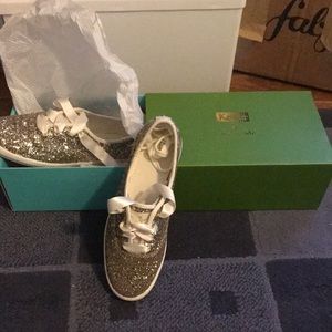 Kate spade keds, sz. 6.5 platinum, never worn